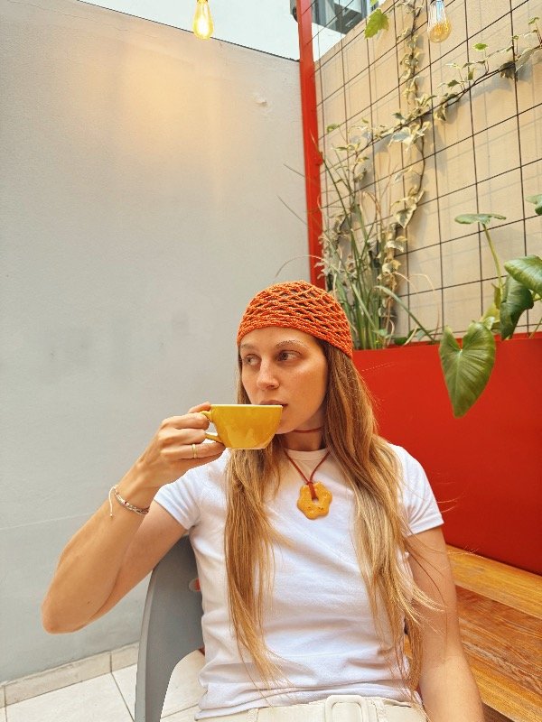 Producto - Gorro boho naranja