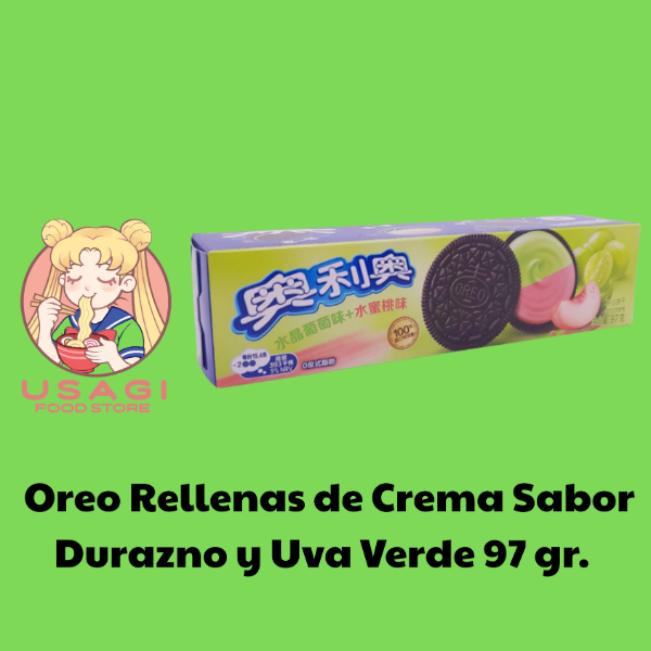 Producto - Oreo Rellenas de crema sabor durazno y Uva verde 97 gr.