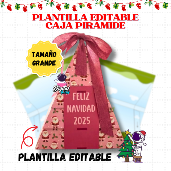 Producto - Plantilla Editable en Canva Caja Pirámide GRANDE. DigitalBaires