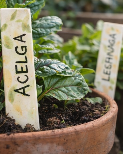 Producto - Marcadores para la huerta de cerámica amarillos