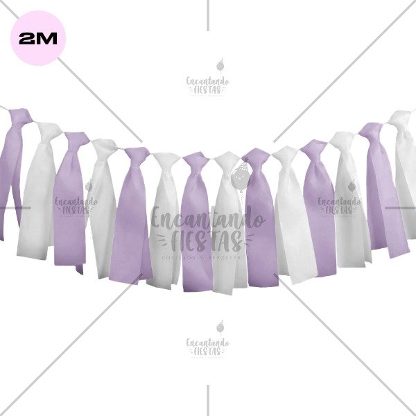 Producto - Guirnalda Bicolor Blanco y Lila Cumpleaños 2 mts