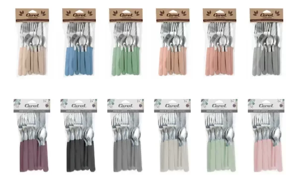 Producto - Set X16 Cubiertos Carol Soft Cuchillo Tenedor Mango Plastico