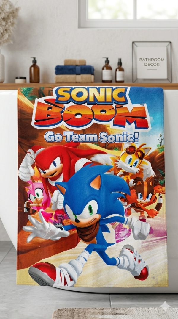 Producto - Toallón Playero Infantil Disney de Algodón "Sonic"