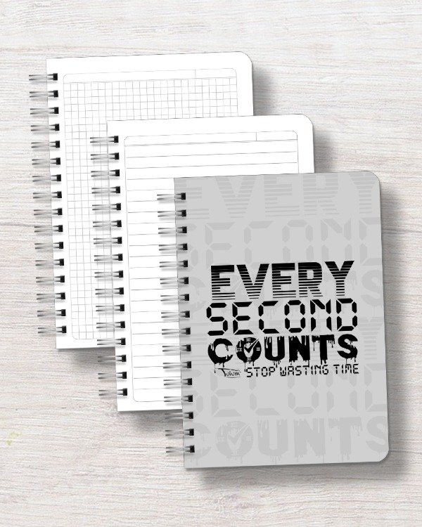 Producto - Cuaderno A5 tapa rígida plástica 120h dis. every second counts