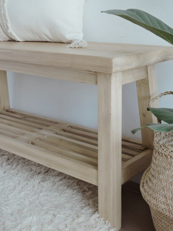 Producto - Banco zapatero de álamo macizo 80cms