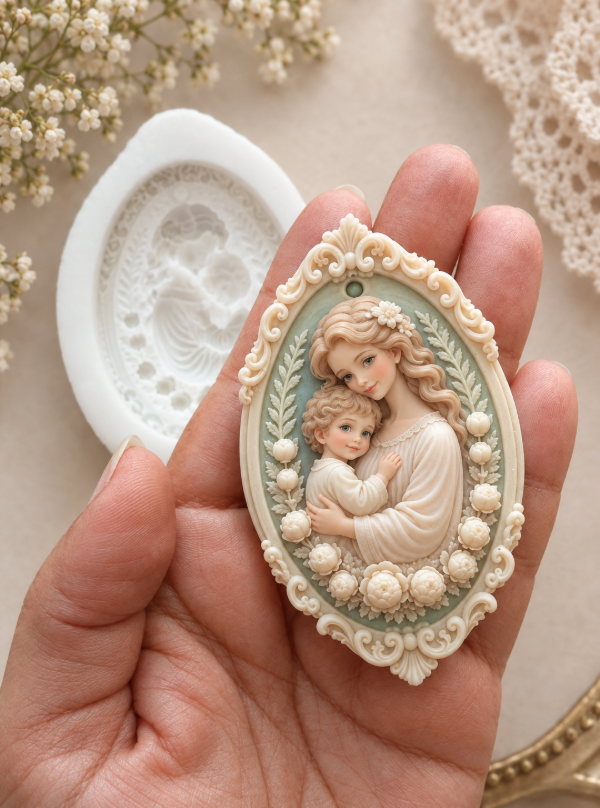 Producto - Molde silicona Tag vintage mamá e hijo - 0