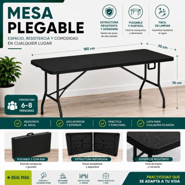 Producto - MESA PLEGABLE NOVOHOME NH-CT180 - (180 x 70 cm) - 1