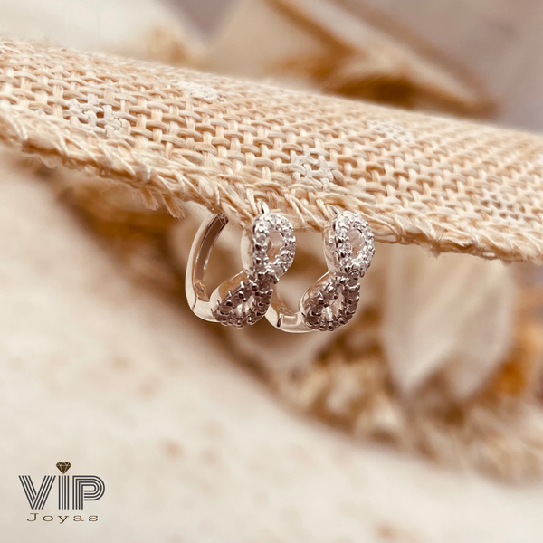 Producto - Aros Argollas Infinito Cubics 1cm Plata 925