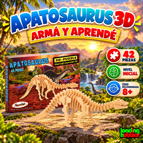 Producto - Dinosaurio Apatosaurio En Madera Rompecabeza 3d De Encastre - 5