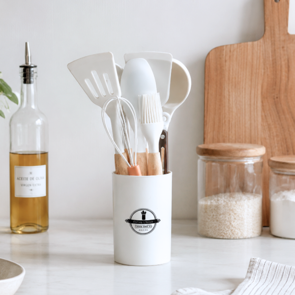 Producto - SET DE UTENSILIOS DE COCINA PREMIUM 12 PIEZAS SILICONA, MADERA Y PLÁSTICO 17CM - 0
