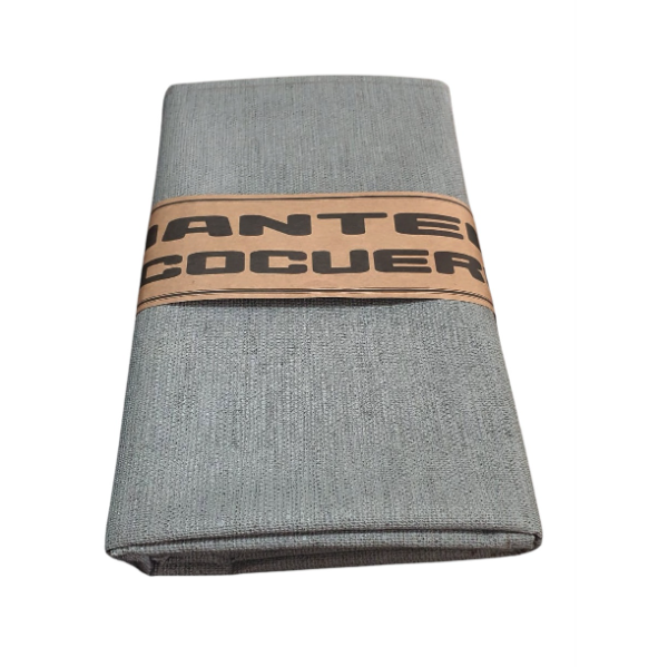 Producto - Mantel de ecocuero texturado gris 2 m largo