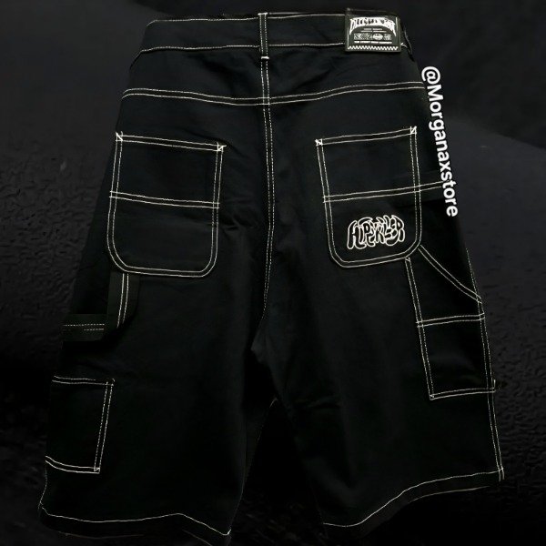 Producto - Bermuda Carpintero Hippykiller Costura Blanca Negro