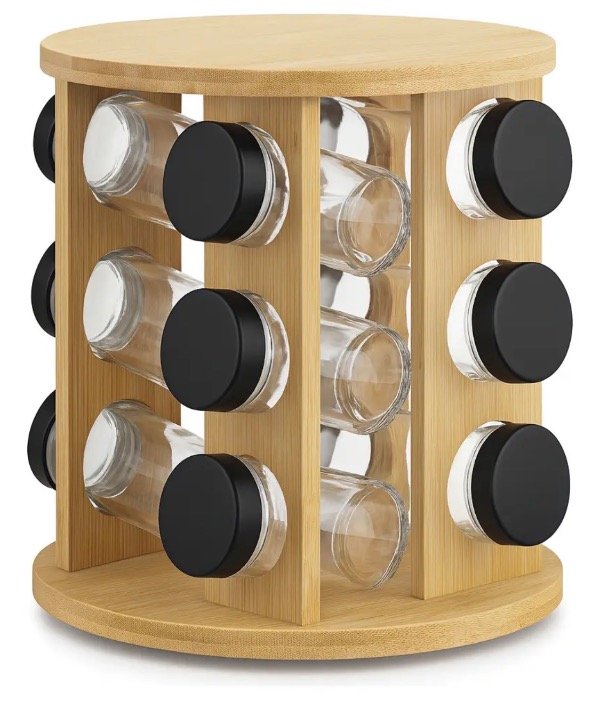Producto - Especiero Giratorio 12 Frascos Madera De Bambu - 0