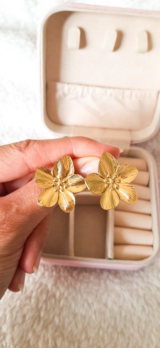 Producto - Aros flores doradas