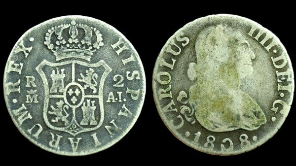 Producto - España 2 Reales 1808 Carolus IIII Km#430.1 Madrid F+