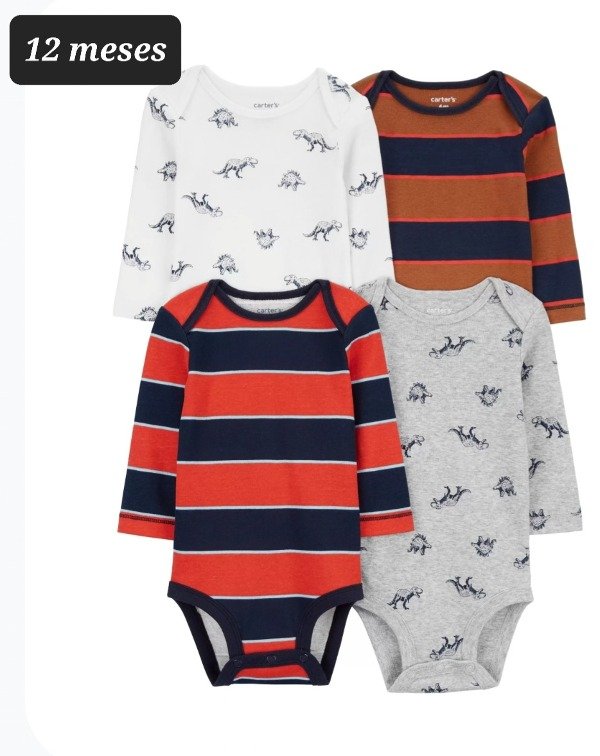Pack de 4 body carters talle 12 meses rayado