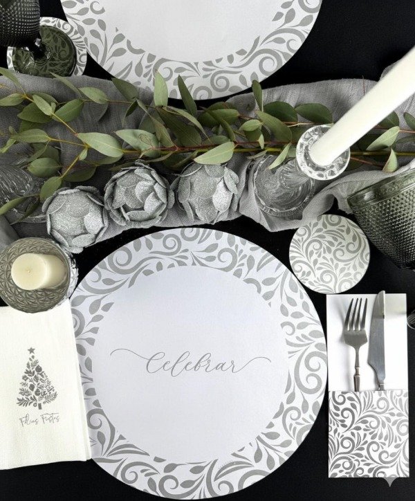 Producto - PORTA CUBIERTOS ARABESCOS PLATA x 24u