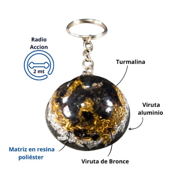 Producto - Llavero media esfera Turmalina Negra