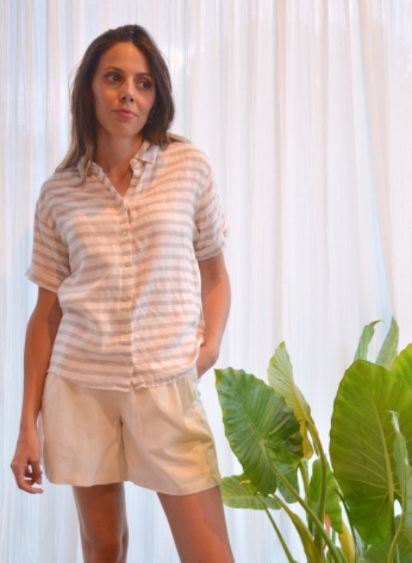 Producto - Camisa Stripes Lila 100 Lino