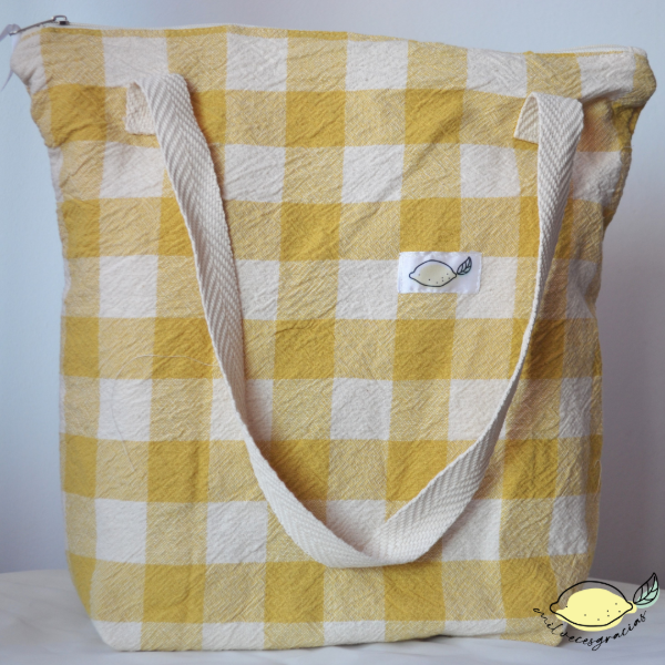 Producto - Totebag Amarilla Cuadrillé