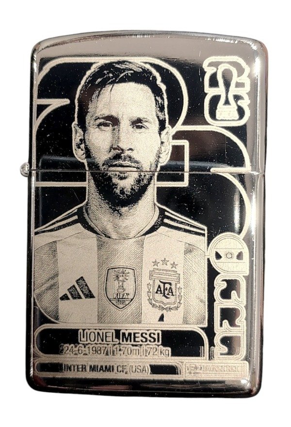 Producto - ENCENDEDOR RECARGABLE A BENCINA MESSI MUNDIAL 2026 FOTOGRABADO ARGENTINA - 1