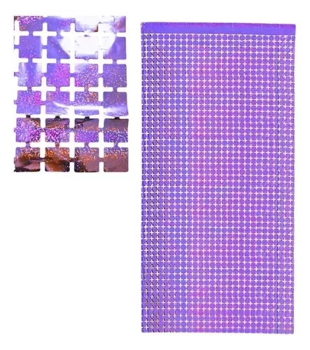 Producto - Cortina holografica de cuadrados chicos color violeta