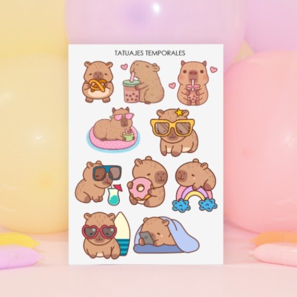 Producto - Tatuajes Temporales "Capybara mod. 1"