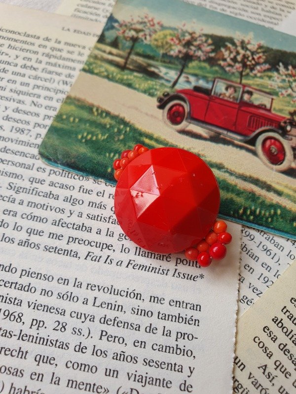Producto - Broche Art Déco Vauxhall Glass Rojo
