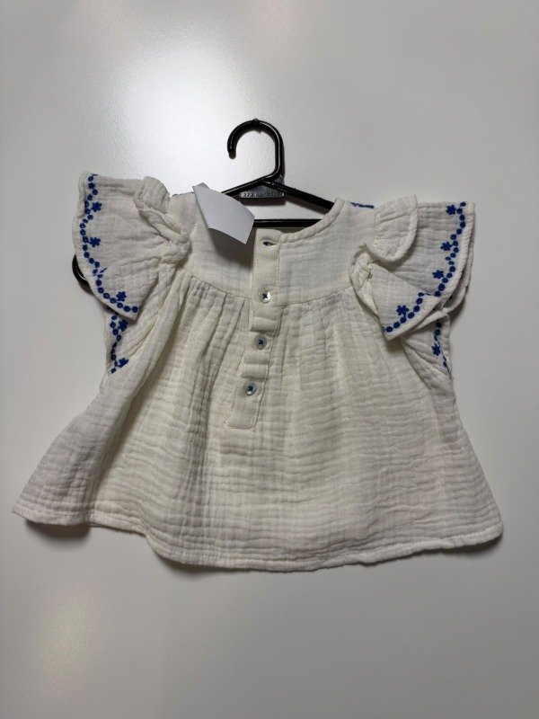 Producto - Vestido blanco bordado azul Primark Caress 0-3 meses - 2