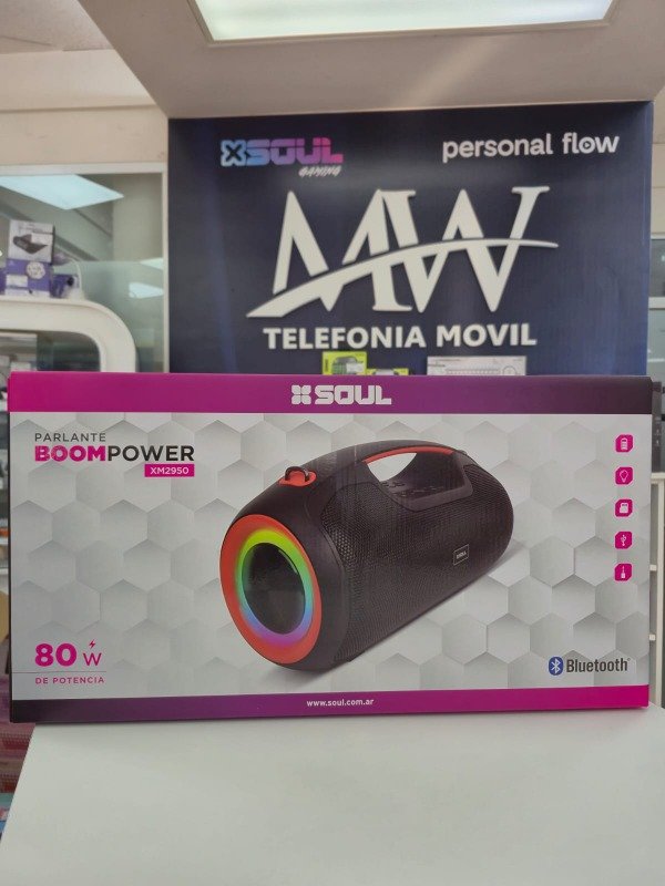Producto - Parlante BT Boom Pow Bass Boost 80W Led Soul PLT-XM2950