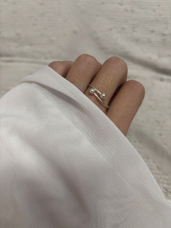 Producto - Anillo Bolitas Regulable Acero Blanco