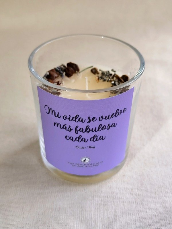 Producto - VELA "MI VIDA SE VUELVE MÁS FABULOSA CADA DÍA" - Con pirita y más. 250ml - 0