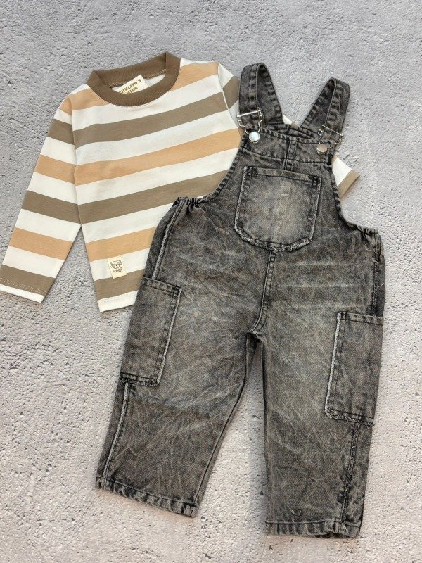 Producto - Jardinero bebe gris nevado con recorte