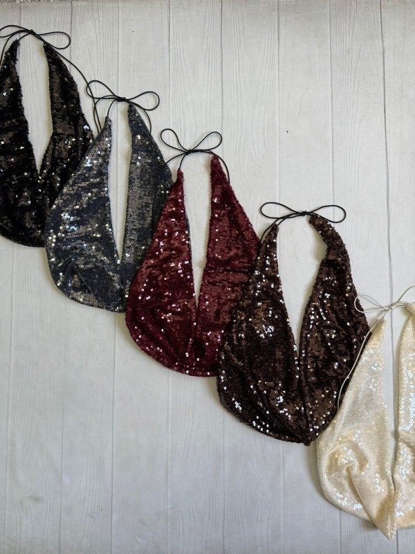 Producto - [5538] Top buche doble cordon p/atar lentejuelas ''Ibiza''