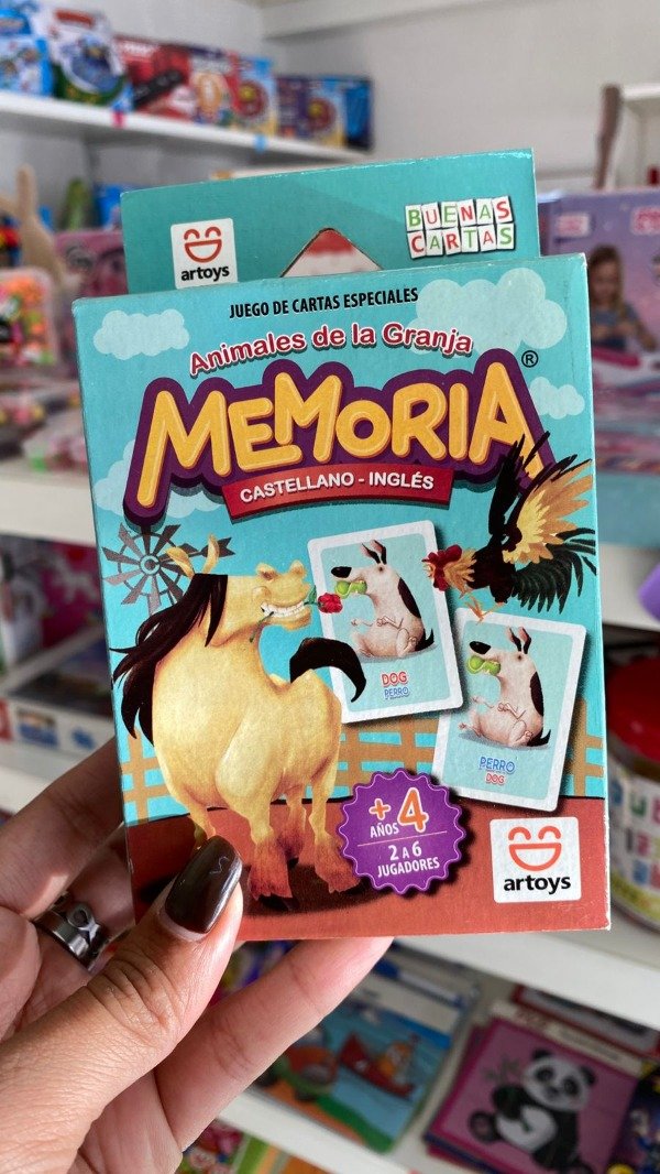 Producto - Juego de cartas- Memoria animales de la granja/selva- Castellano- Ingles- Sha