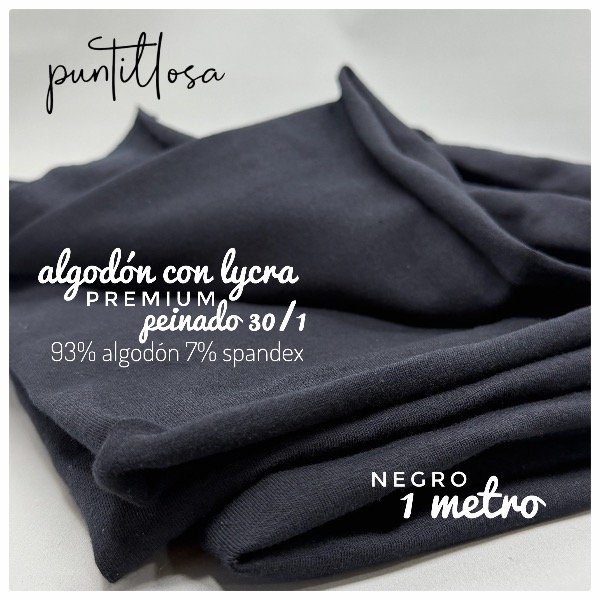Producto - Algodón con Lycra NEGRO - 1 metro