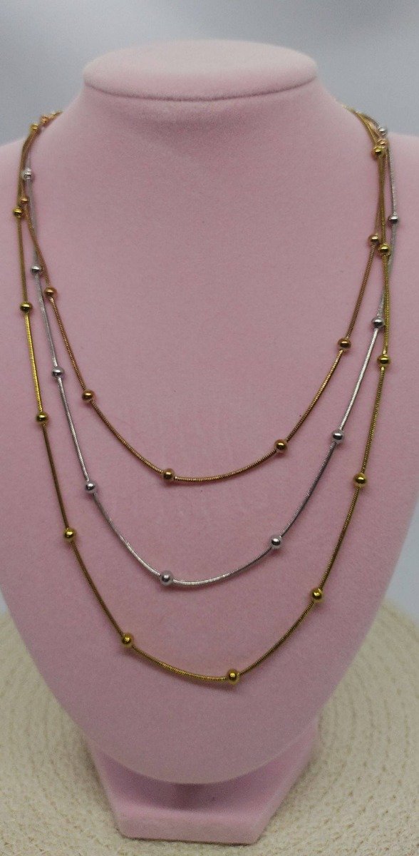 Producto - Triple cadena con bolitas combinada