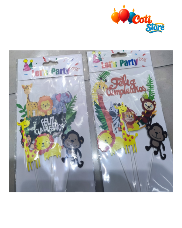 Producto - Adorno para torta feliz cumpleaños animales 13x27 cm