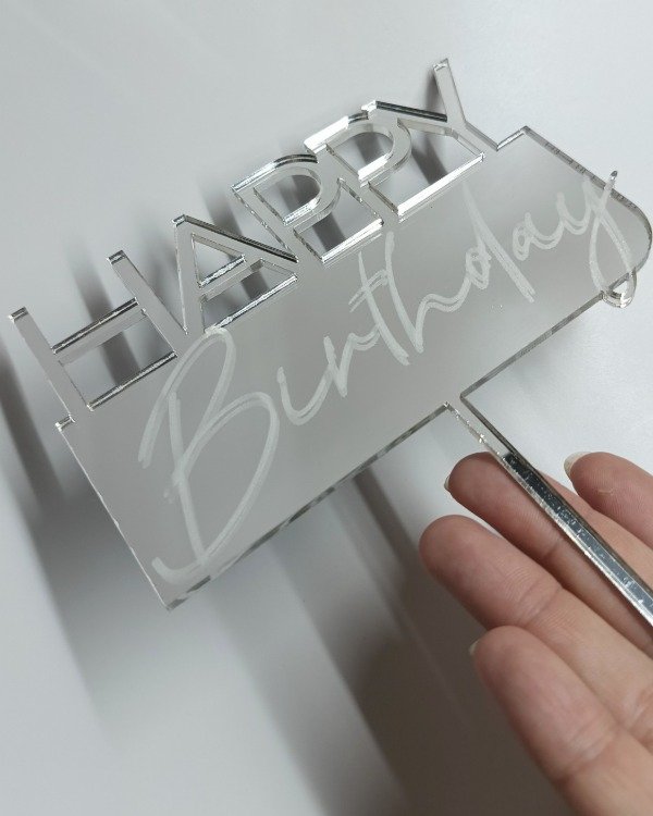 Producto - Topper "Happy Birthday" plateado