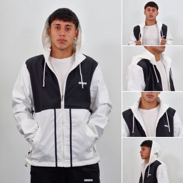 Producto - Campera Rompeviento Cibarta Modelo hollander Codigo MH -76652 Blanco con Negro
