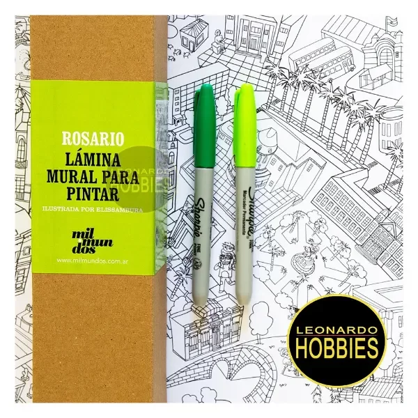 Producto - Rosario Lámina Mural p/pintar Mil Mundos LM-012