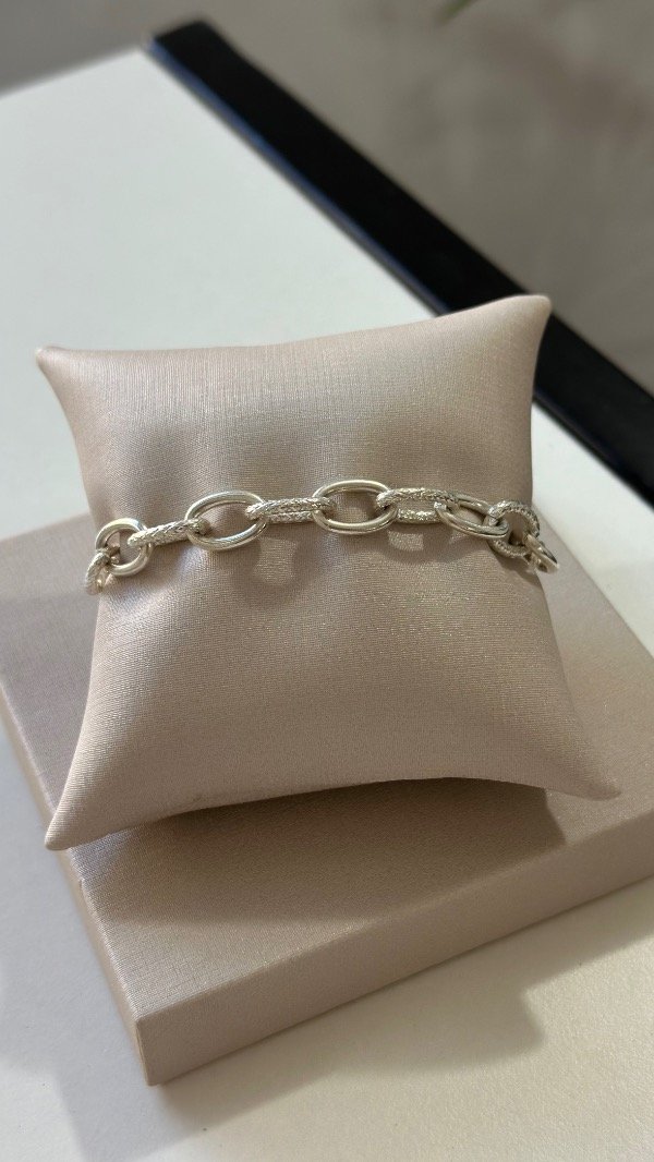 Producto - Pulsera cadena labrada en acero blanco