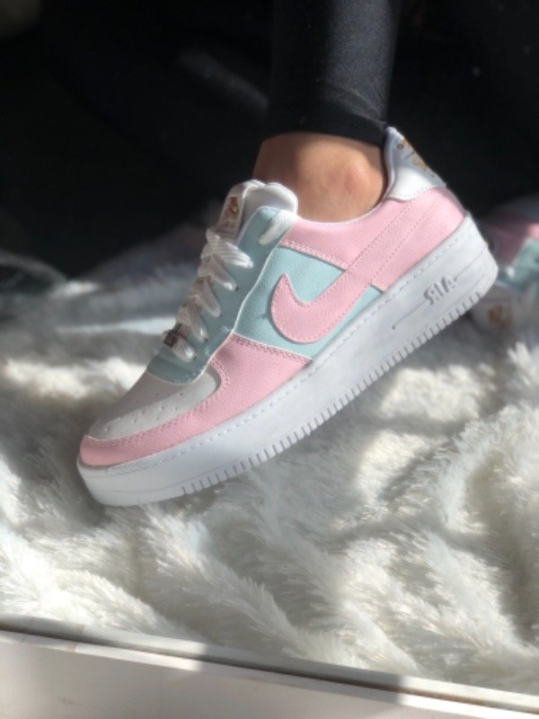Nike AIR force Pastel Rosa y Celeste - VIL SHOES Nike AIR force Pastel Rosa y Celeste - VIL SHOES