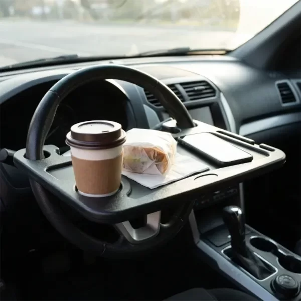 Producto - Mesa para Volante de Auto Reversible 42x38cm Escritorio y Bandeja con Portavasos - 3