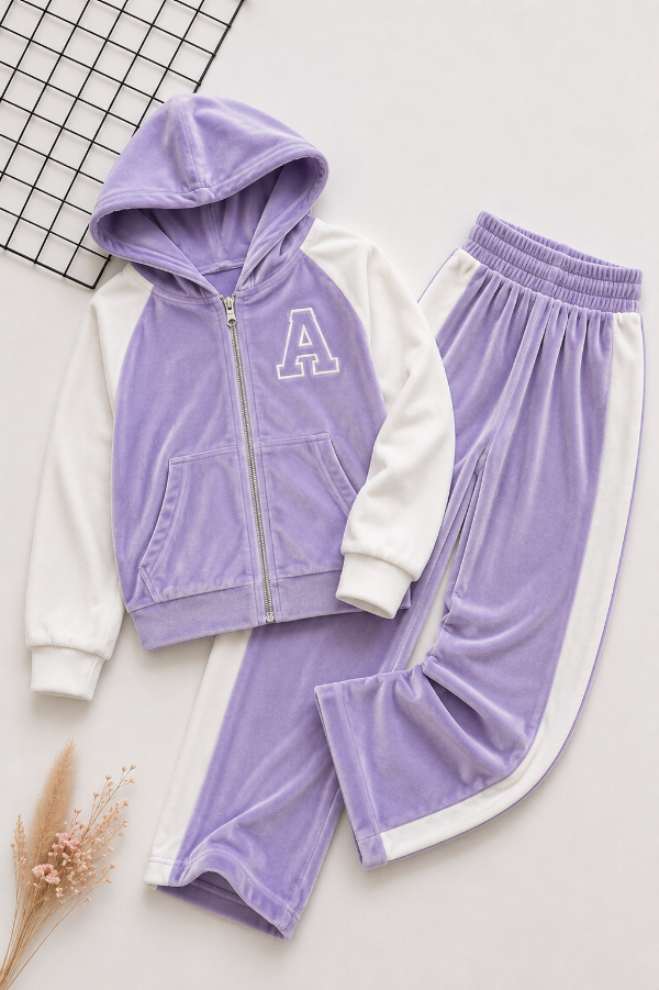 Producto - CONJUNTO VARSITY LILA (CAMPERA + PALAZO)