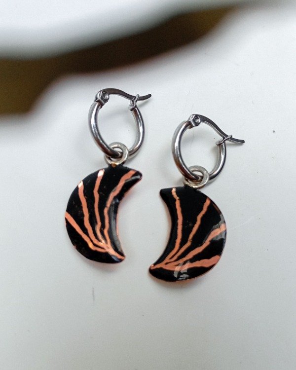 Producto - Argollas Luna (cobre y negro)