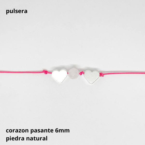 Producto - PUL #FP Corazón pasante 6mm con piedra natural (DÓLAR)