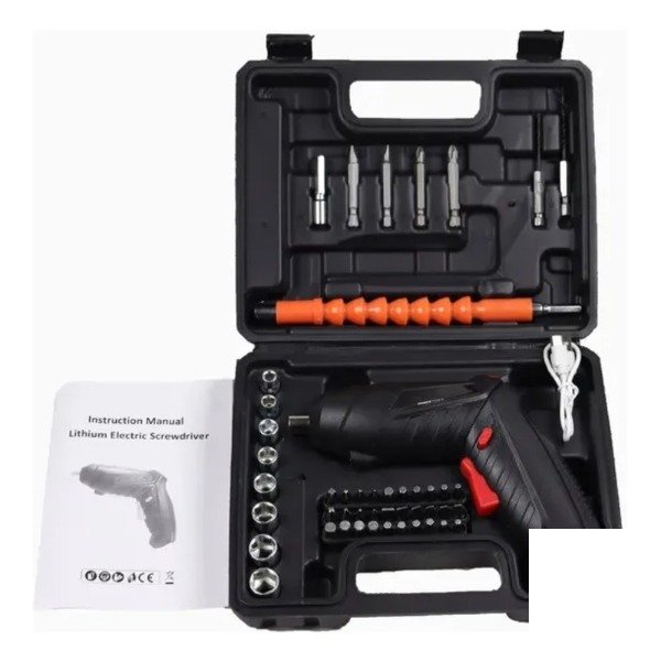 Producto - Destornillador Atornillador Electrico Recargable Portatil 47 Color Negro