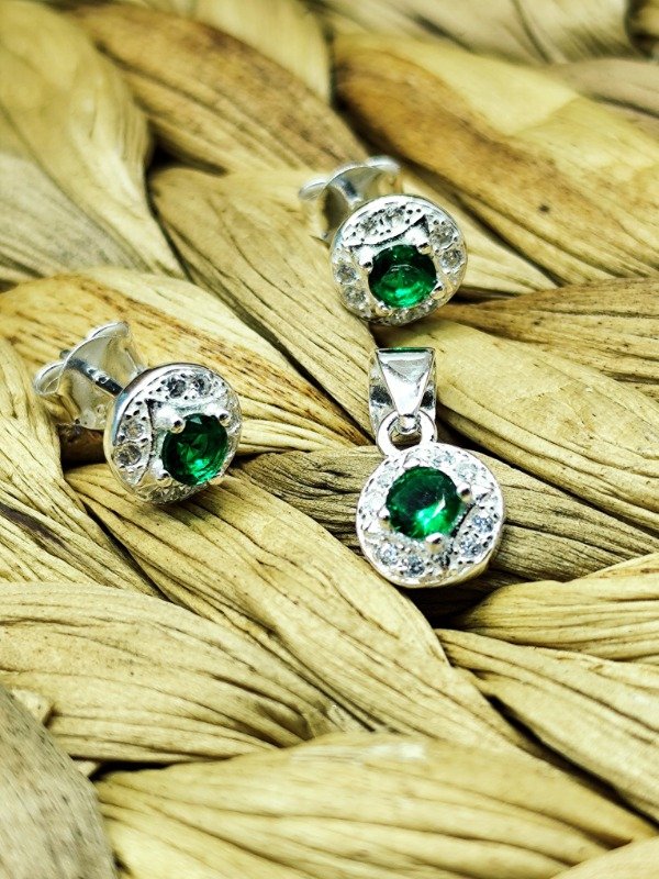 Producto - Conjunto Pilar Verde - (Aros y dije)