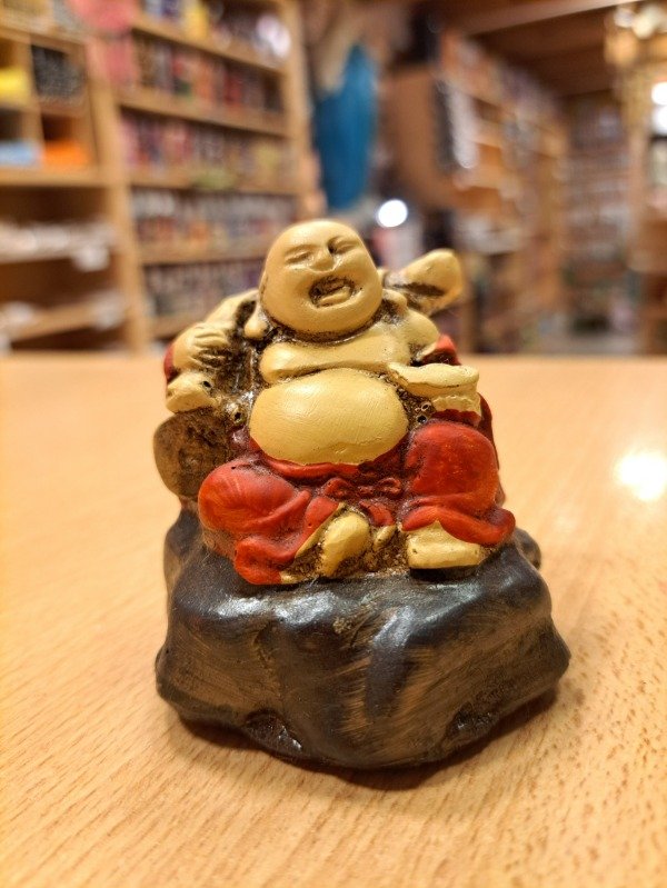 Producto - Portasahumerio Buda abundancia con rama y bolsa 7 cm